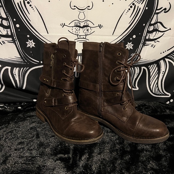 Zip-up Laced Combat Style Boots SoftMoc - Picture 5 of 7